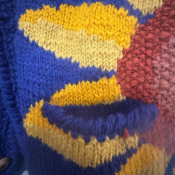 Vintage Amano Blue and Yellow Sunflower Sweater - Picture 6 of 6
